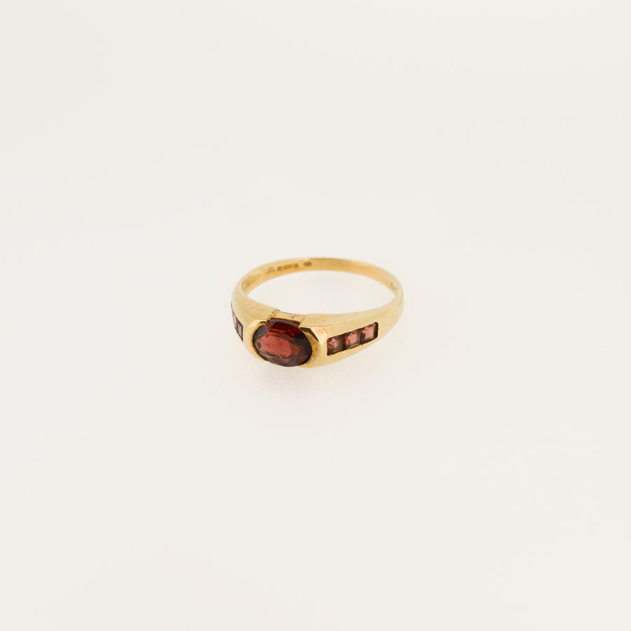 Garnet Solitaire 9ct Gold Ring
