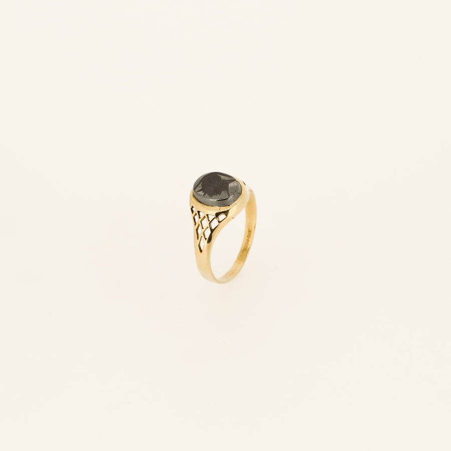 Eighties 9ct Gold Hematite Ring