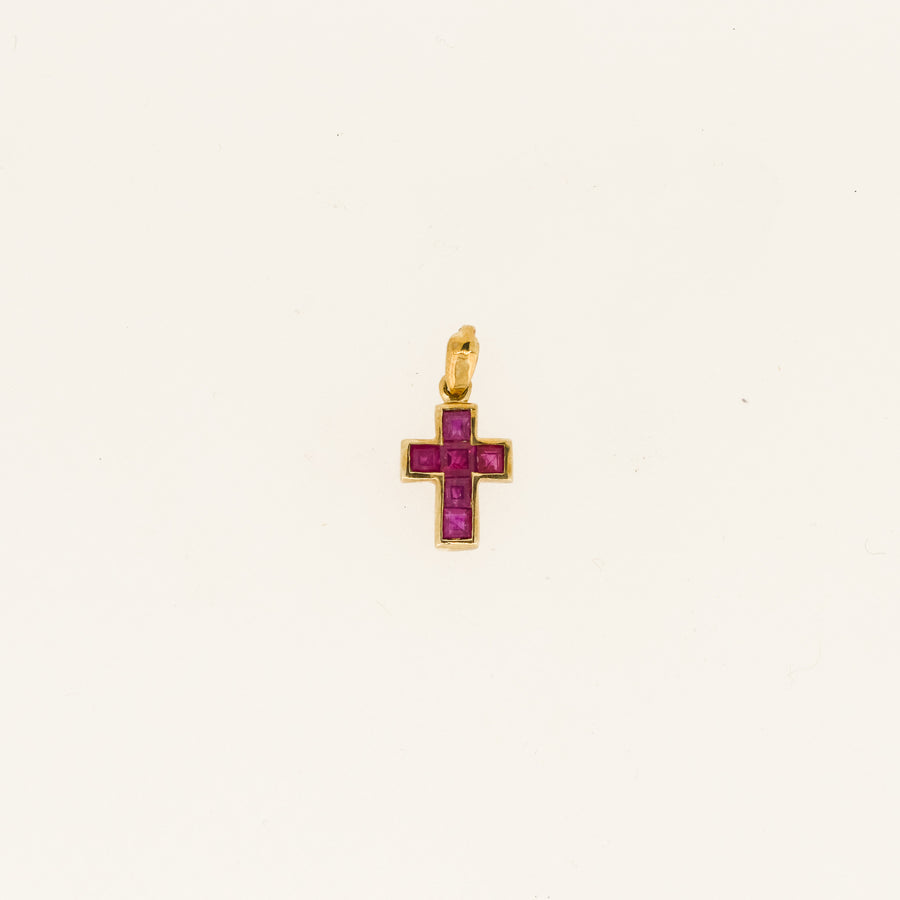 9ct Gold Ruby Cross