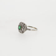 c1890 Belle Epoque Emerald and Diamond Engagement Ring