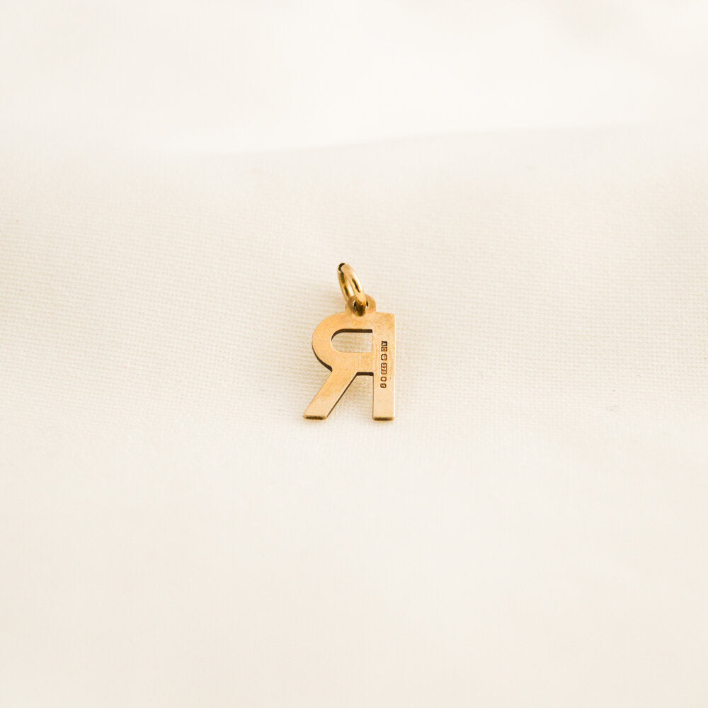 R Initial Gold Pendant PI London
