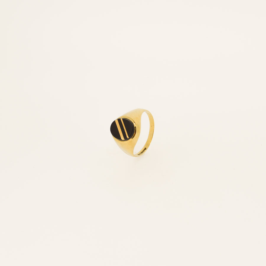 Striped Gold Onyx Pinky Ring