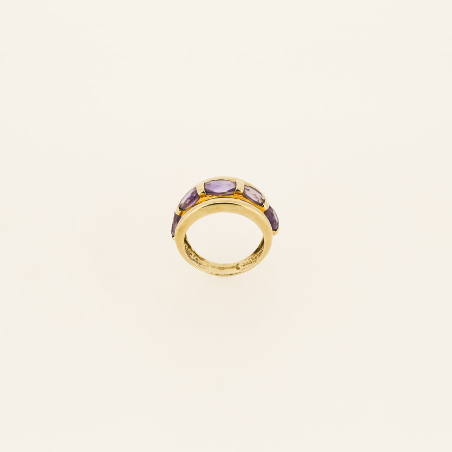 9ct Gold Amethyst 5 Stone Ring