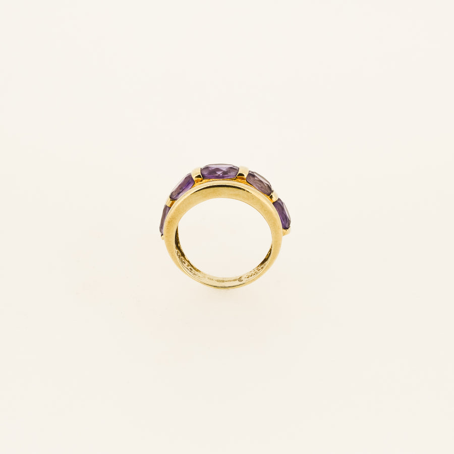 9ct Gold Amethyst 5 Stone Ring