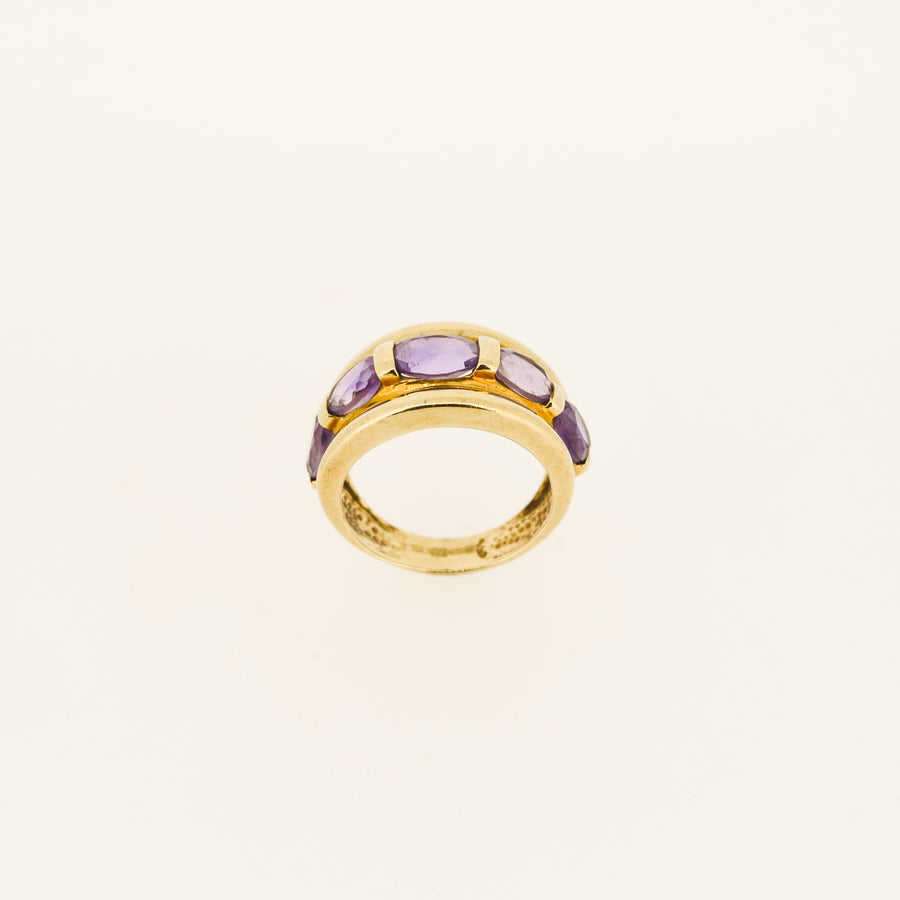 9ct Gold Amethyst 5 Stone Ring