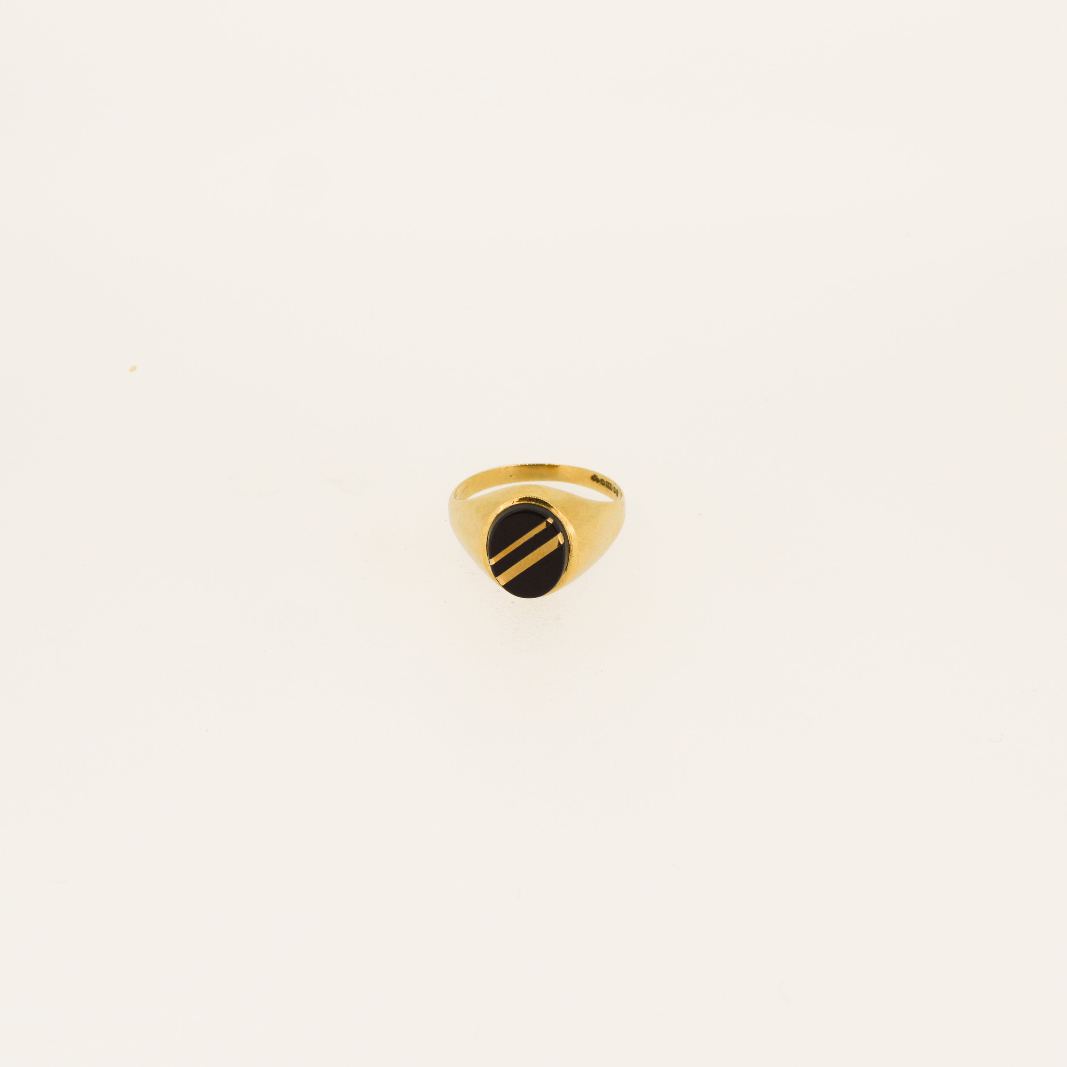 Striped Gold Onyx Pinky Ring