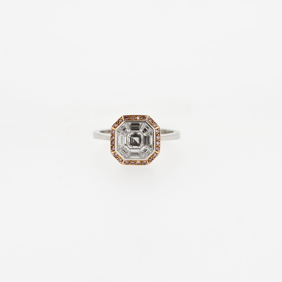 Asscher Cut Diamond and Pink Diamond Engagement Ring