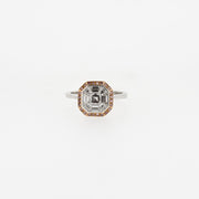 Asscher Cut Diamond and Pink Diamond Engagement Ring
