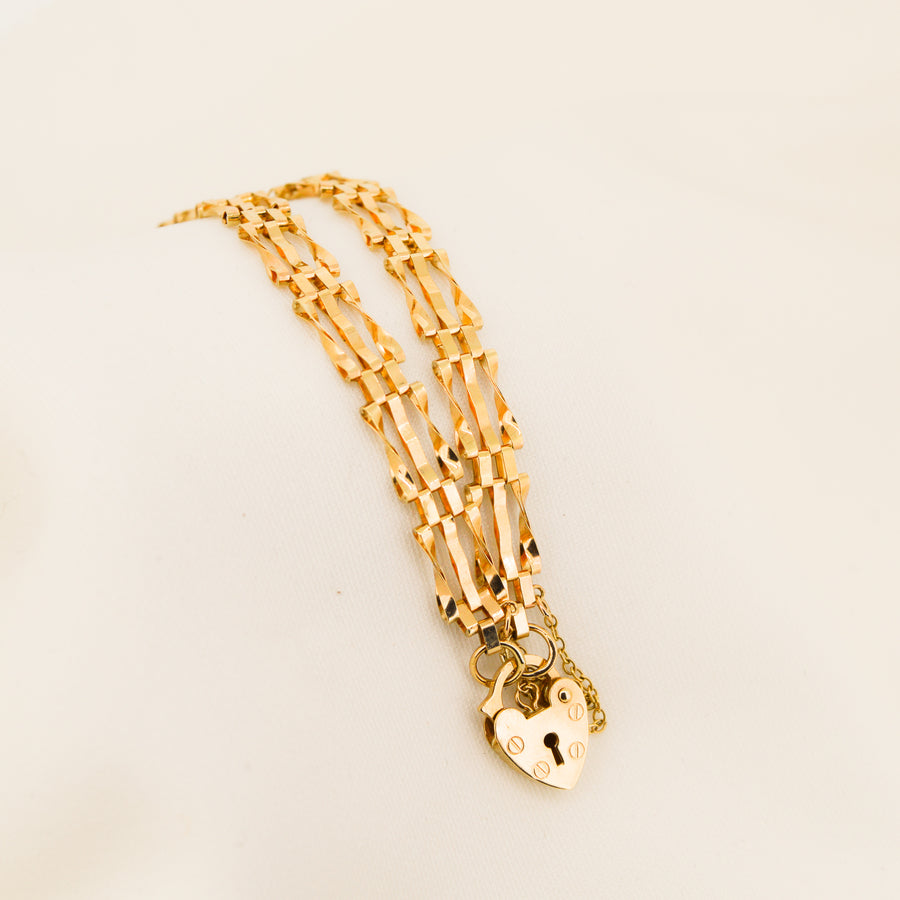 9ct Gold Gate Chain Vintage Bracelet