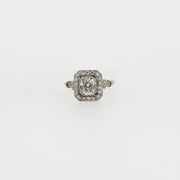 Vintage Cushion Cut Platinum Engagement Ring