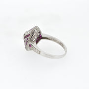Art Deco Style Diamond and Ruby Engagement Ring