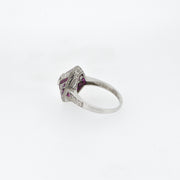 Art Deco Style Diamond and Ruby Engagement Ring