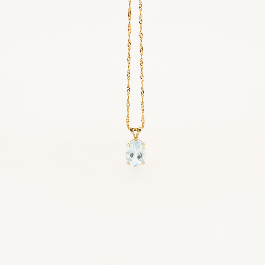 Aquamarine and 9ct Gold March Birthstone Necklace
