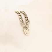 Solid Silver Heart Padlock Chunky Bracelet