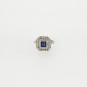 Art Deco c1920's Sapphire and Diamond Engagement Ring