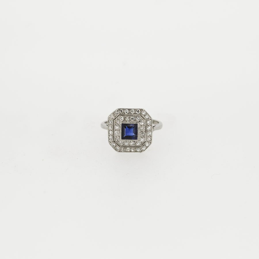 Art Deco c1920's Sapphire and Diamond Engagement Ring