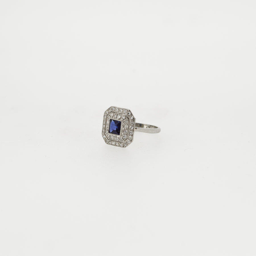 Art Deco c1920's Sapphire and Diamond Engagement Ring