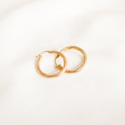 Detailed Twisted Gold Hoop Earrings - 27mm