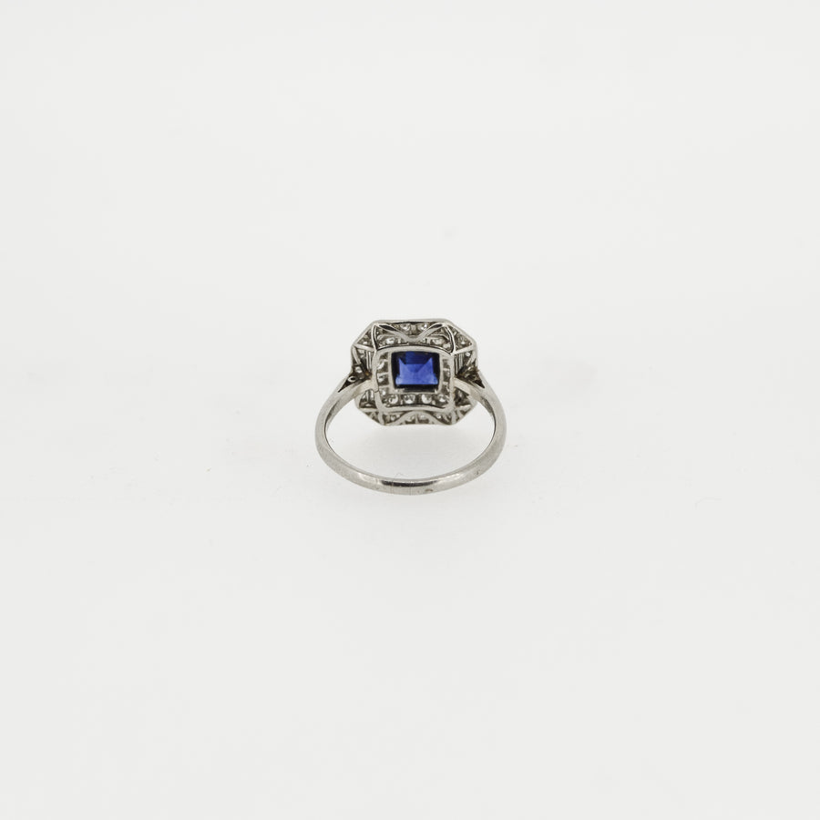 Art Deco c1920's Sapphire and Diamond Engagement Ring