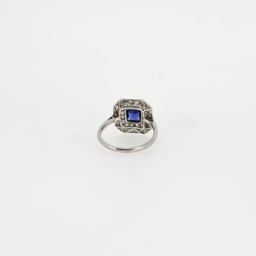 Art Deco c1920's Sapphire and Diamond Engagement Ring