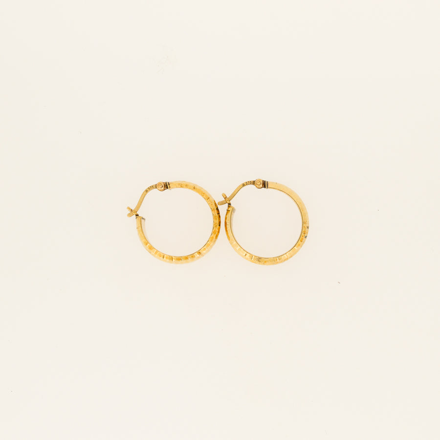 Hammered Gold Vintage Hoops - 19mm
