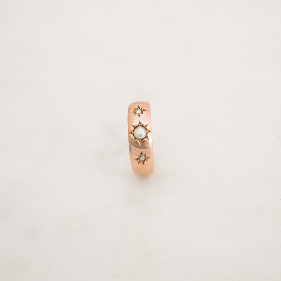 Rose Gold Pearl & Diamond Ring