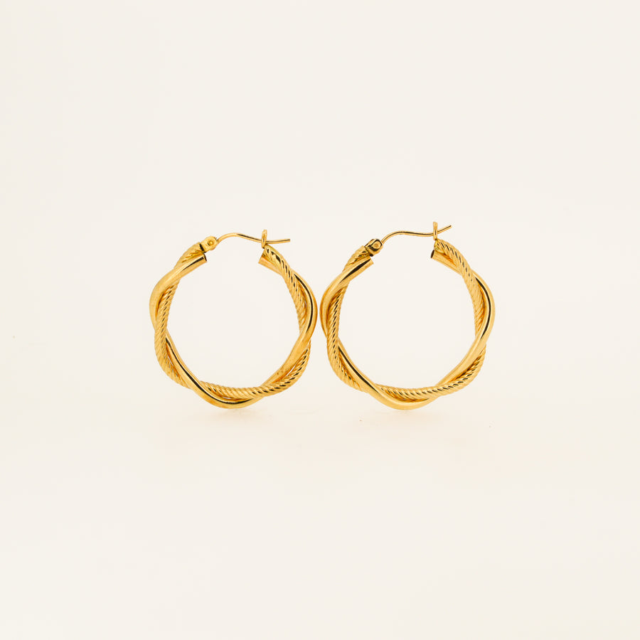 Twisted Rope Large Gold Hoops - 30mm
