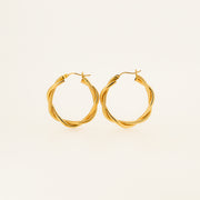 Twisted Rope Large Gold Hoops - 30mm