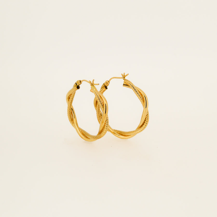 Twisted Rope Large Gold Hoops - 30mm