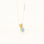 9ct Gold Turquoise and Pearl Reversible December & June Birthstone Necklace