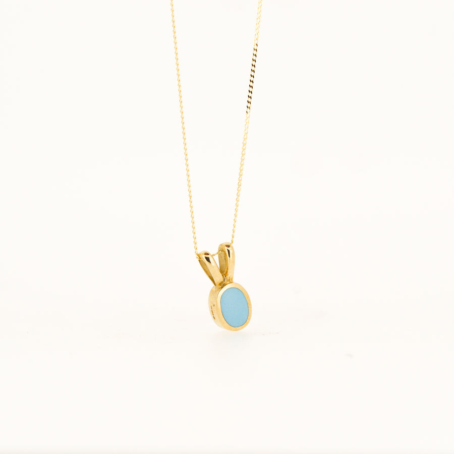 9ct Gold Turquoise and Pearl Reversible December & June Birthstone Necklace