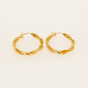 Twisted Rope Large Gold Hoops - 30mm