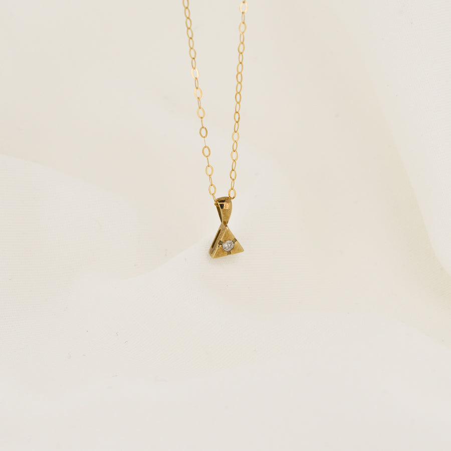 Triangle Diamond Set Gold Necklace
