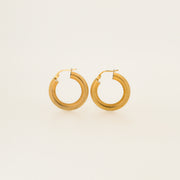 9ct Gold Textured Hoops - 23mm