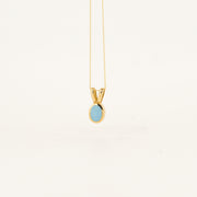 9ct Gold Turquoise and Pearl Reversible December & June Birthstone Necklace