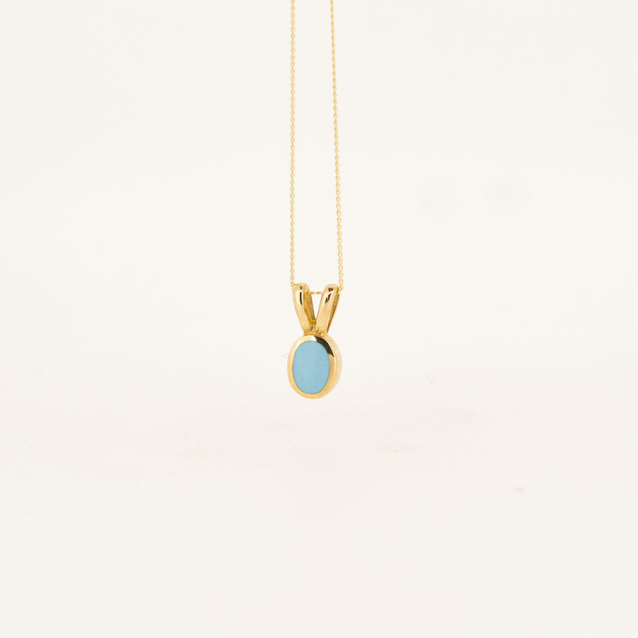 9ct Gold Turquoise and Pearl Reversible December & June Birthstone Necklace