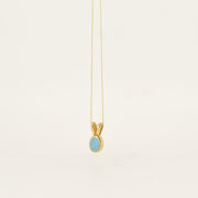 9ct Gold Turquoise and Pearl Reversible December & June Birthstone Necklace