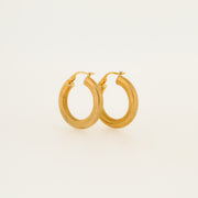 9ct Gold Textured Hoops - 23mm