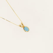 9ct Gold Turquoise and Pearl Reversible December & June Birthstone Necklace