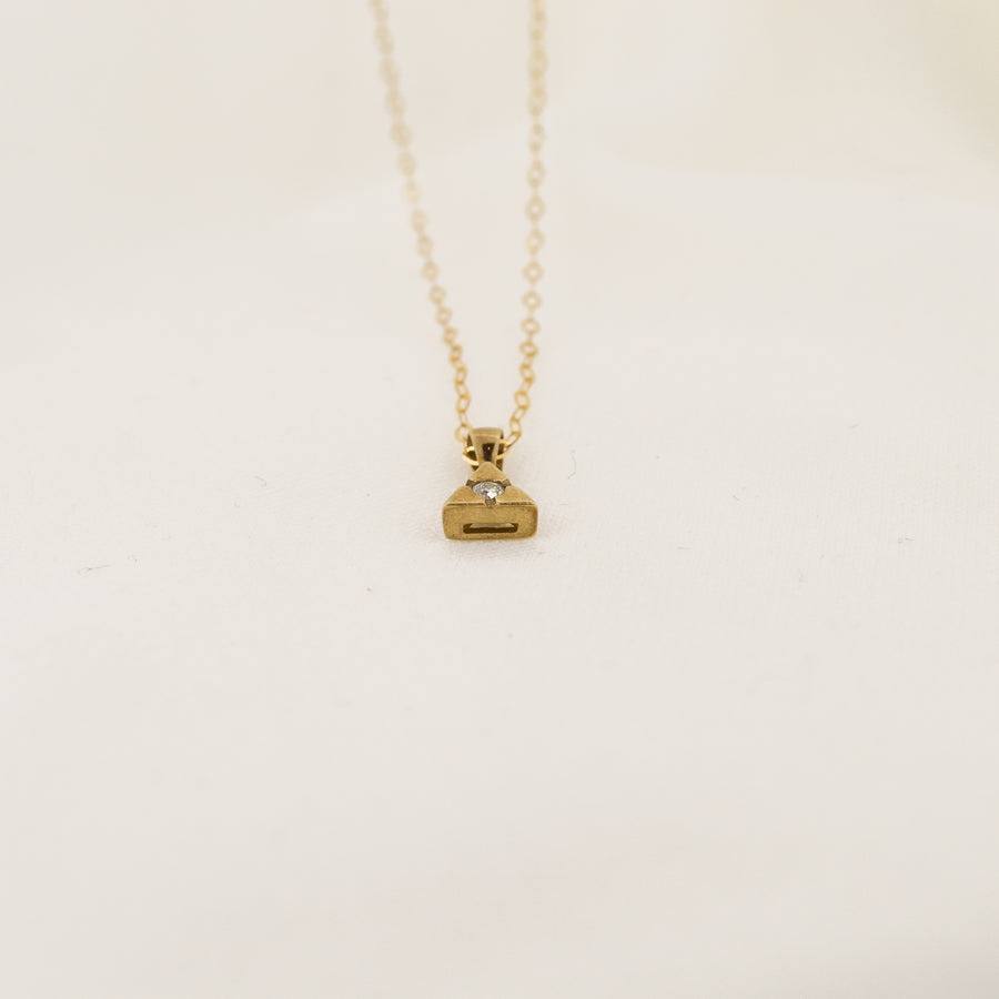 Triangle Diamond Set Gold Necklace