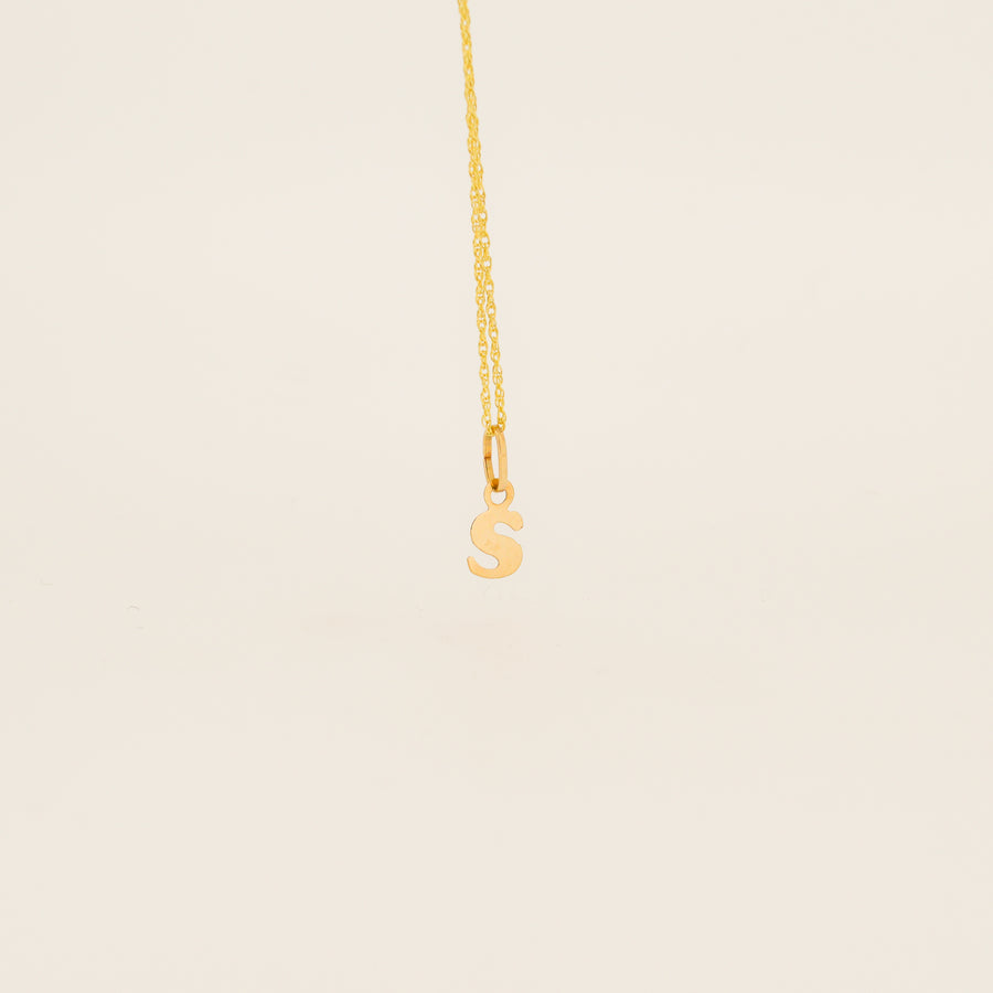 Miniature 9ct Gold S Initial Pendant