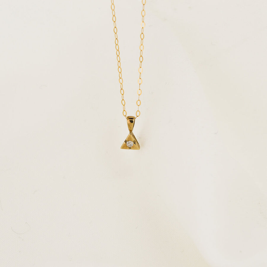 Triangle Diamond Set Gold Necklace