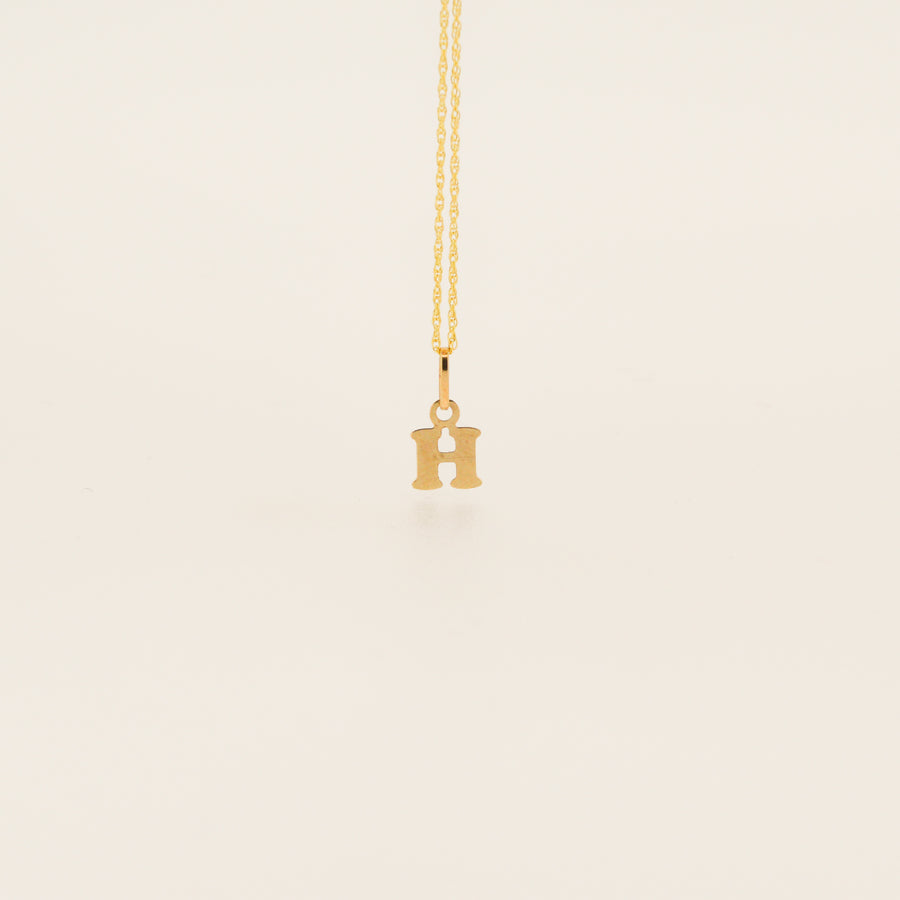 Miniature 9ct Gold H Initial Pendant