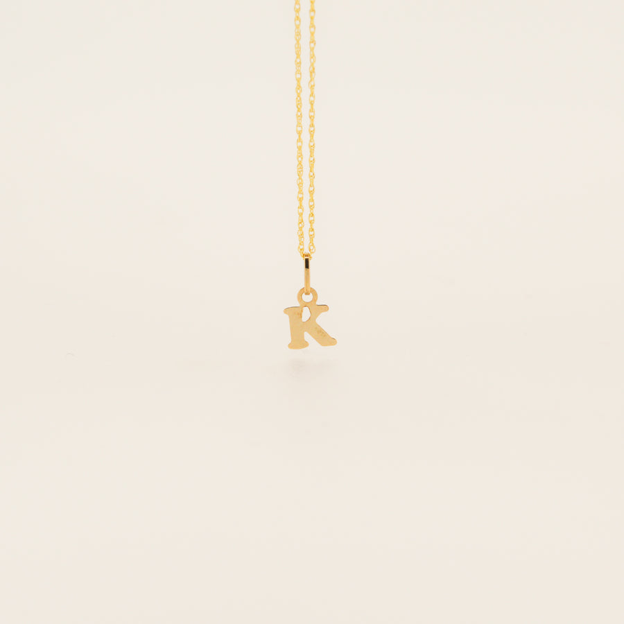 Miniature 9ct Gold K Initial Pendant