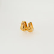 Hammered Effect Squared Gold Hoop Earrings