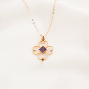 Amethyst and Pearl Clover Necklace