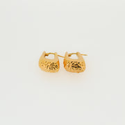 Hammered Effect Squared Gold Hoop Earrings