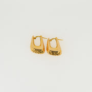Hammered Effect Squared Gold Hoop Earrings