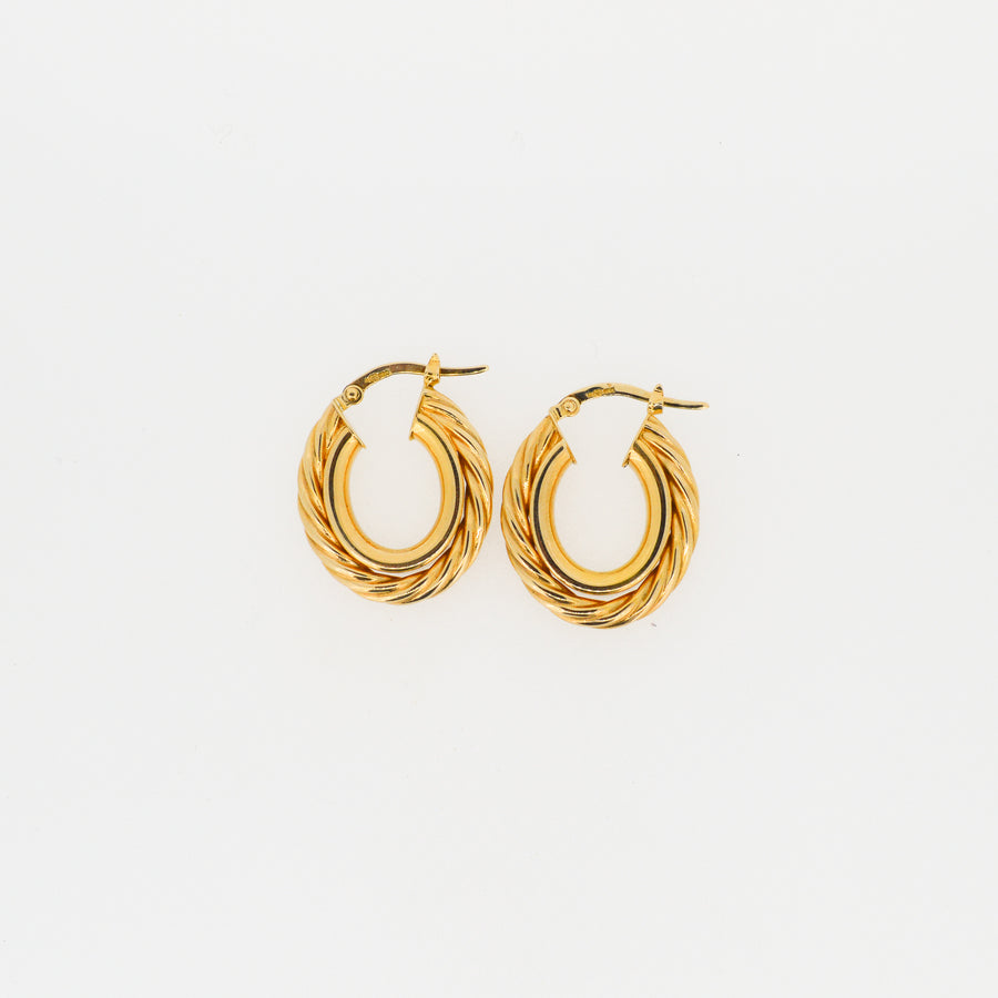 Twist & Plain Gold Hoop Earrings - 20mm