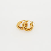 Twist & Plain Gold Hoop Earrings - 20mm